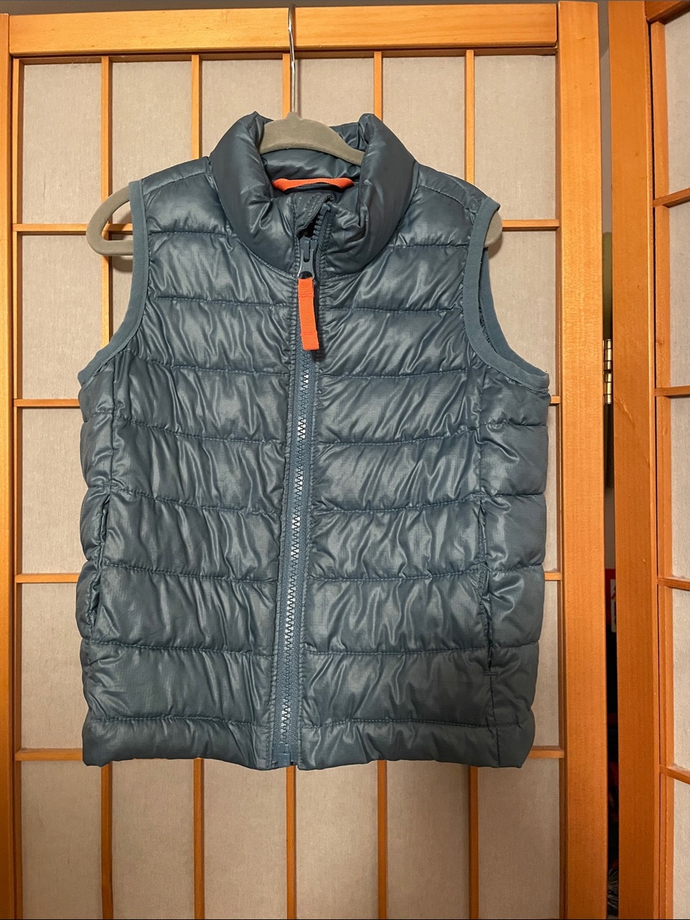 Primary Kids Lightweight Puffer Vest Slate Blue (Dusk) Size 3 Functional Pocket